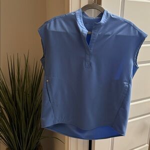 Figs Light Blue Short Sleeve Scrub Top